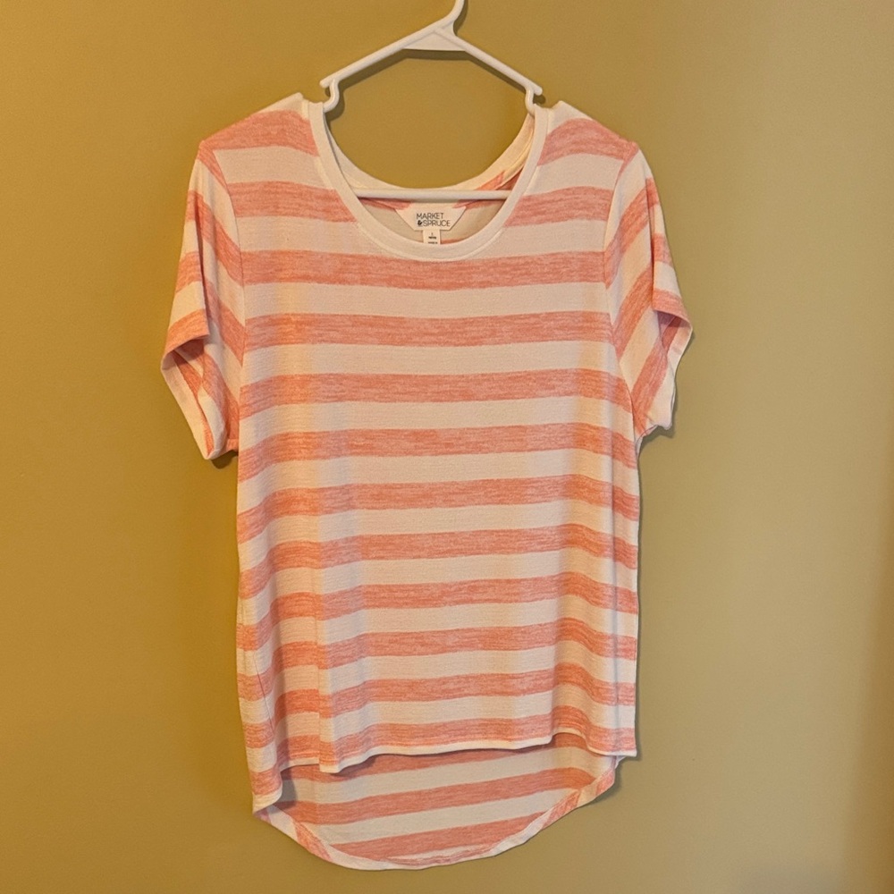 Market & Spruce Pink and White Striped Tee